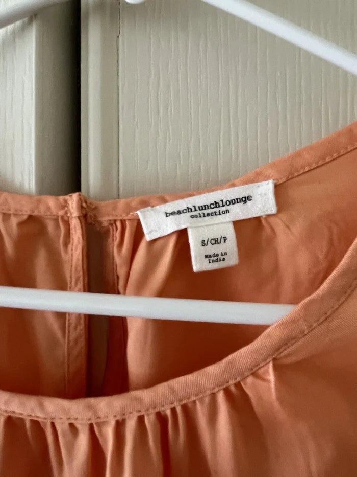 Women's BEACHLUNCHLOUNGE Peach Sleeveless Ruched Waist Dress Size S NWT