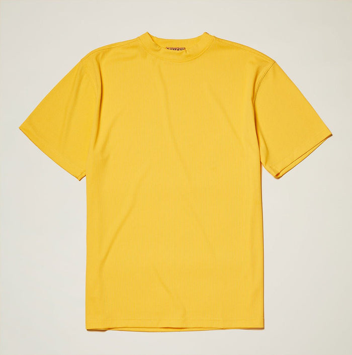 Yellow Ribbed Regular Fit Crew Neck T-Shirt - Upscale Men's Fashion