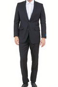ZeGarie Collection: Modern-Fit Solid Black Wool Two-Piece Suit - Upscale Men's Fashion